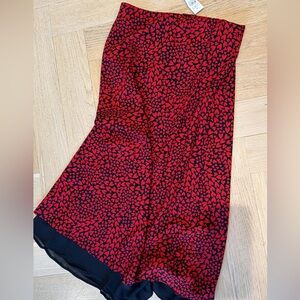 LOFT Red and Black Patterned Skirt